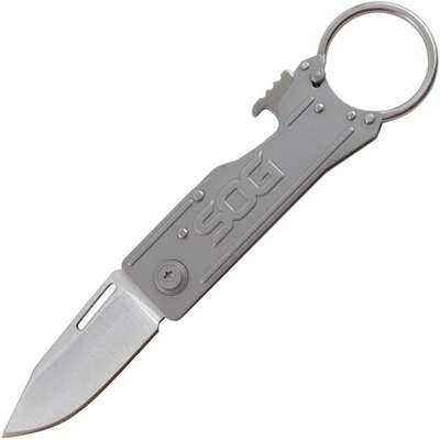 SOG Keytron Satin Lockback Folding Knife with Key Ring