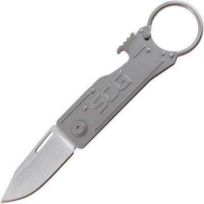 SOG Keytron Satin Lockback Folding Knife with Key Ring