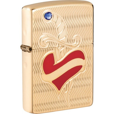 Zippo Heart and Sword Gold Windproof Lighter