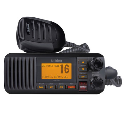 Uniden UM385 25W Fixed Mount Marine VHF Radio in Black
