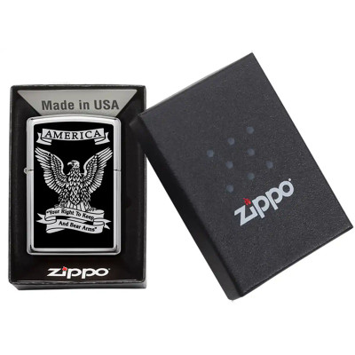 Zippo Eagle America Windproof Lighter in High Polish Chrome