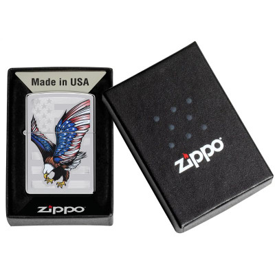 Zippo Eagle Flag High Polish Chrome Windproof Lighter