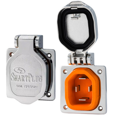 SmartPlug 50 Amp Male Inlet with Cover Stainless Steel