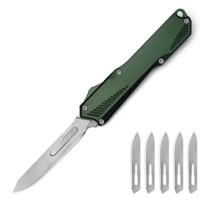 Klaken J366 Green Aluminum 440 Utility Folding Knife