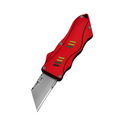 Klaken J397 Red Aluminum Carbon Utility Folding Knife