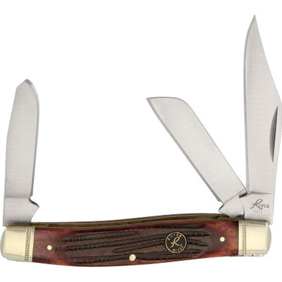 Roper Knives Tobacco Brown Bone Stockman Knife