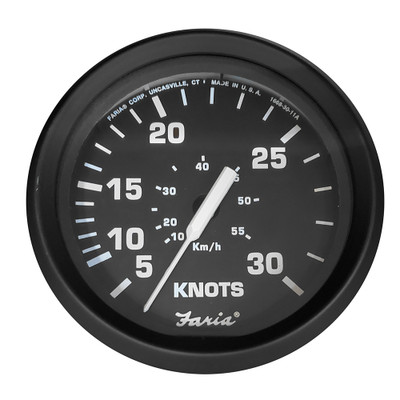 Faria Beede Euro Black 30 Knot 4" Pitot Speedometer