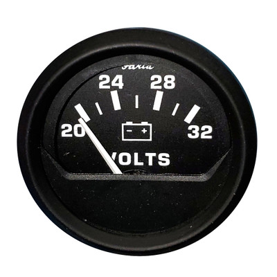 Faria Beede Euro Black 2" 20-32 V Voltmeter Gauge