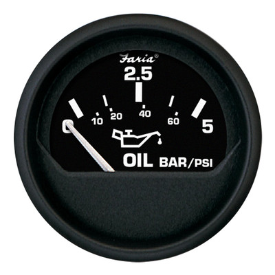 Faria Beede Euro Black 2" 5 Bar Oil Pressure Gauge