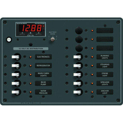 Blue Sea 8403 DC 13 Position Panel with Multimeter