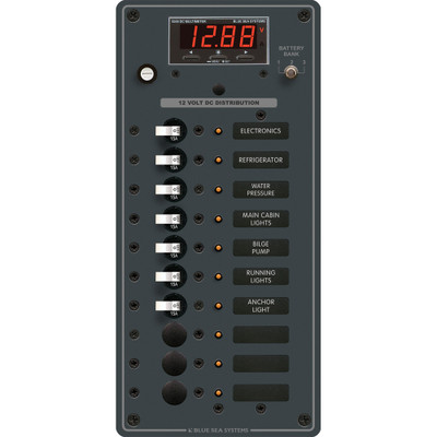 Blue Sea 8402 DC 10 Position Panel with Multi-Meter