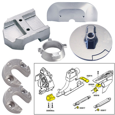 Tecnoseal Aluminum Anode Kit - Mercury Alpha 1 Gen 2