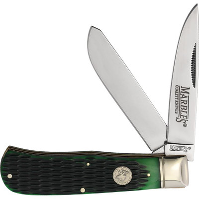 Marbles Green Bone Jumbo Trapper Folding Knife