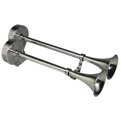 Schmitt Marine Deluxe Stainless Dual Trumpet Horn 12V