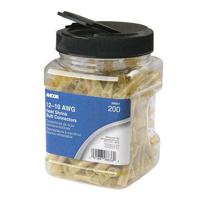 Ancor 12-10 AWG Heat Shrink Butt Connector Jar, 200-Piece