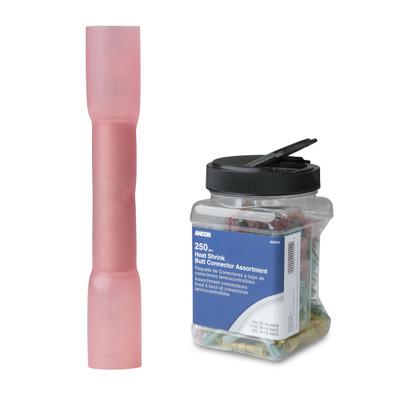 Ancor 22-18 AWG Heat Shrink Butt Connector Jar, 250-Piece