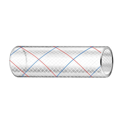 Trident Clear 1-Inch PVC Hose Tubing, Red/Blue Tracer