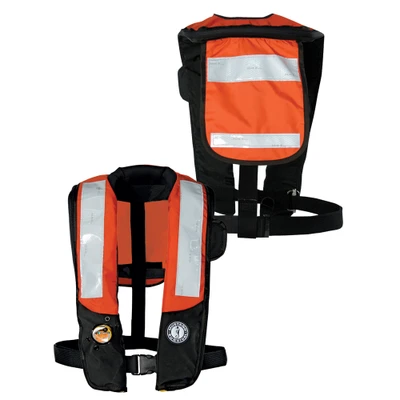 Mustang HIT Orange Black Inflatable PFD, SOLAS Tape