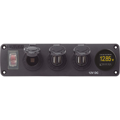 Blue Sea 4368 USB Accessory Panel with Voltmeter