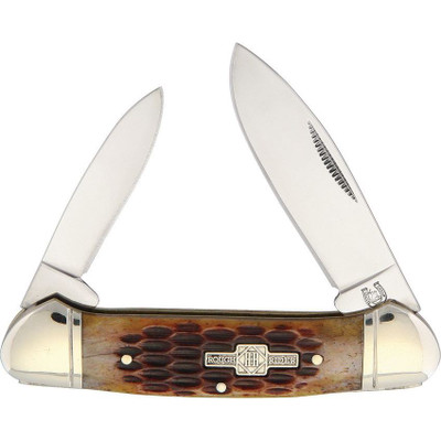 Rough Rider Amber Jigged Bone Canoe Knife