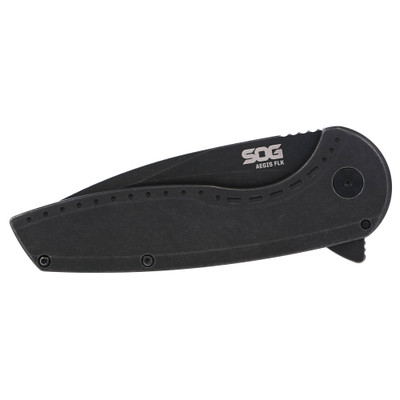 SOG Aegis FLK 2.0 Drop Point Black Knife - Folded View