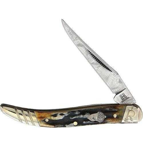 Rough Rider 2154 Damascus Cinnamon Stag Knife
