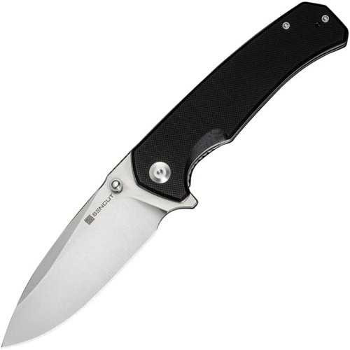 SENCUT Skarnax Linerlock 3.75 Inch Satin Blade Black Handle