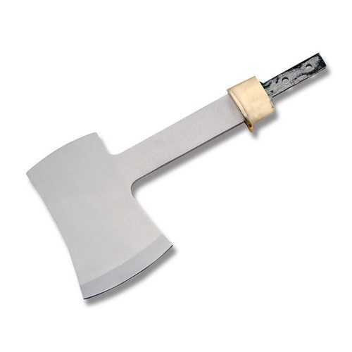 Stainless Hatchet Blade Blank 6.375" Full Tang with Brass Guard