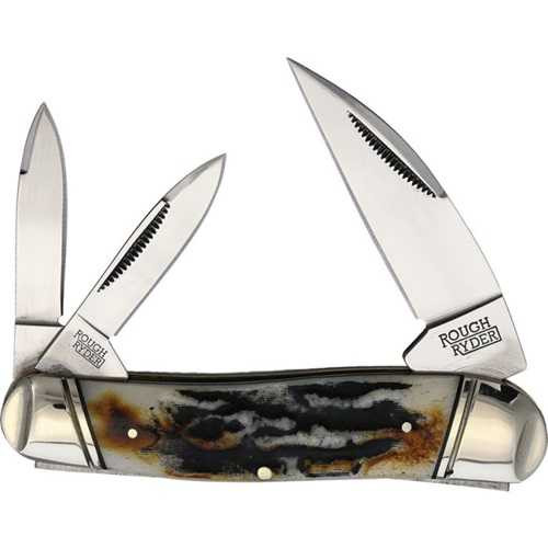 Rough Rider Swayback Cinnamon Bone Stag Pocket Knife