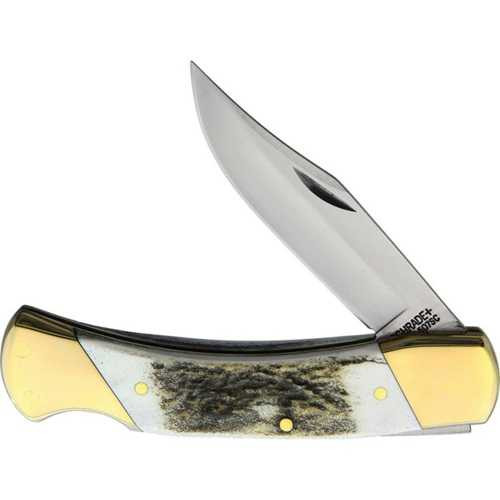 Schrade Stag Lockback Folding Knife with Case