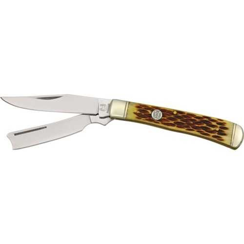 Rough Rider Razor Trapper Amber Jigged Bone Knife