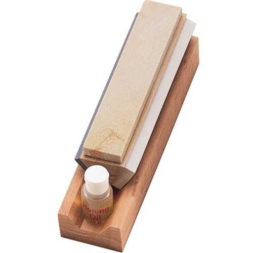 Tri Hone 8 Inch Knife Sharpening Stone Set with Oil
