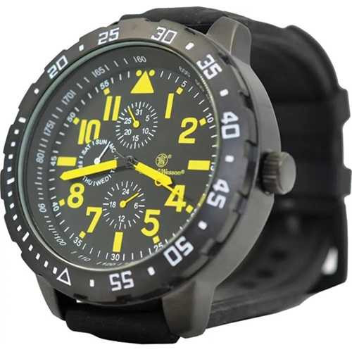 Smith & Wesson Calibrator Watch Yellow Black Rubber Strap