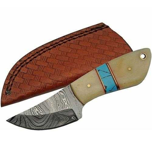Damascus Knives 1238 White Bone Handle Knife