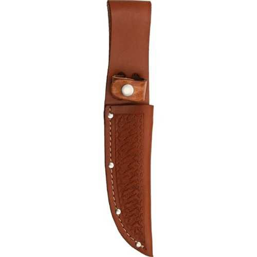 Straight Knife Basketweave Leather Sheath for 5 Inch Blades