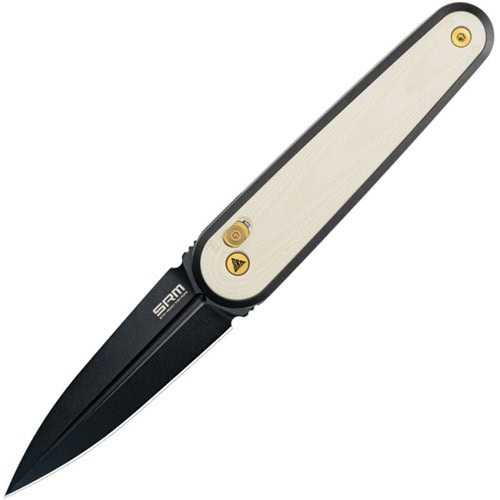 SRM Knives Twin 251MB Ambi-Lock 3 Inch Black Dagger Ivory Handle