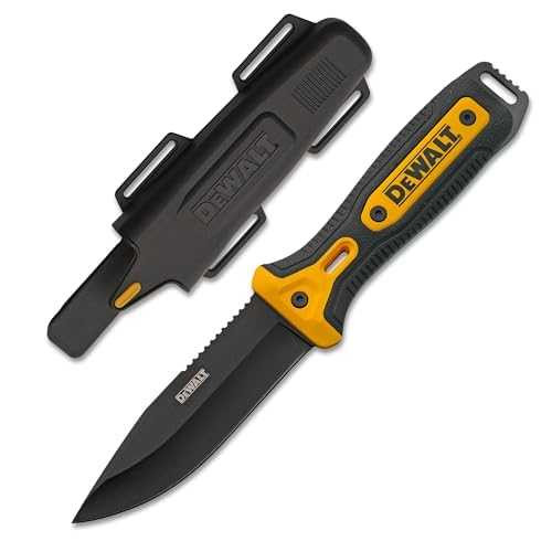 DeWalt D2 Steel Fixed Blade Knife Heavy-Duty Full Tang EDC with Sheath