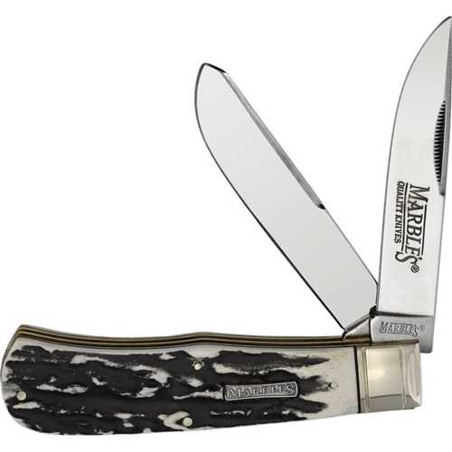 Marbles Jumbo Trapper Black Stag Bone Knife