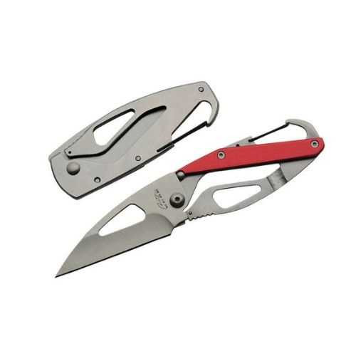 Rite Edge Stainless and Red Carabiner Folding Knife
