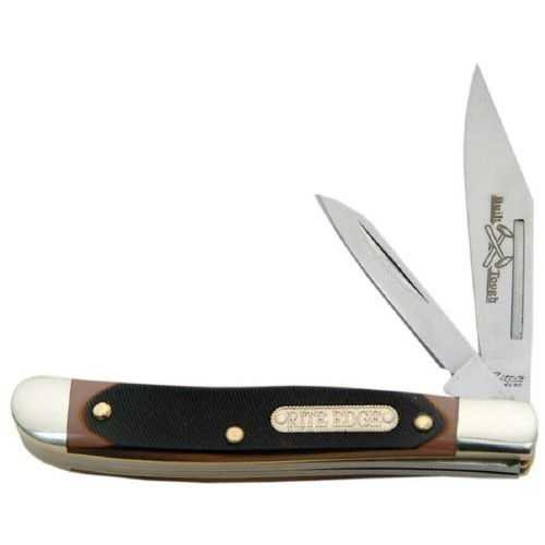 Rite Edge Brown Peanut Folding Knife with Two Blades