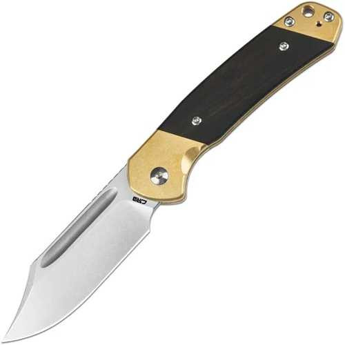 CJRB Bowie Pyrite Slip Joint Knife Brass Bolsters Wood Handle