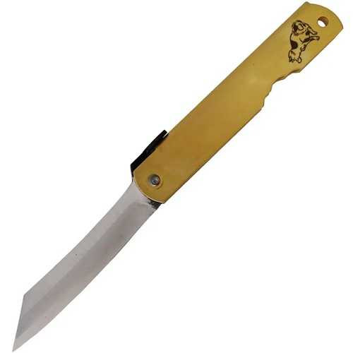 Higonokami Warikomi Folder Dog Brass Handle Knife