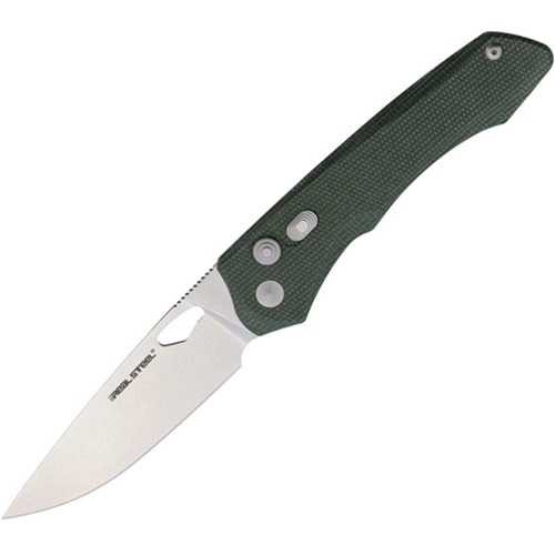 Real Steel Griffin Pro Green Micarta Button Lock Folding Knife
