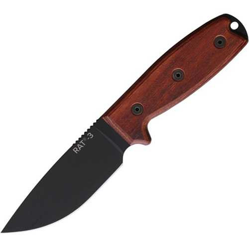 Ontario RAT 3 Fixed Blade Knife with Laminated Wood Handle
