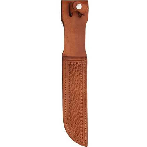 Brown Leather Basketweave Straight Knife Sheath