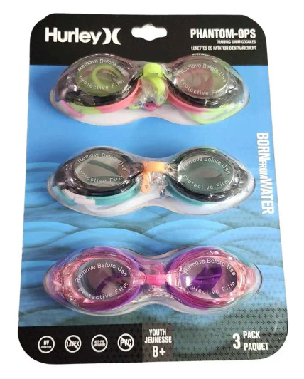 Hurley Phantom-Ops Youth Swim Goggles 3-Pack