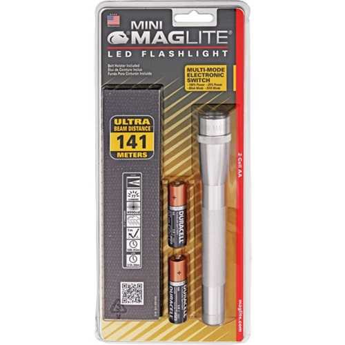 Maglite Mini 2AA LED Silver Aluminum Flashlight