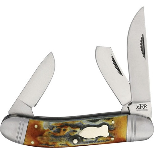 Rough Ryder Reserve Roundup Brown Stag Bone Folding Knife