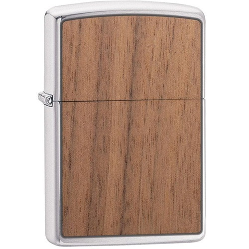 Zippo Woodchuck Walnut Lighter with Brushed Chrome Finish
