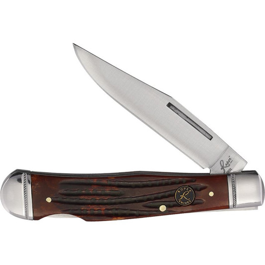 Roper Lockback Trapper Brown Bone Folding Knife